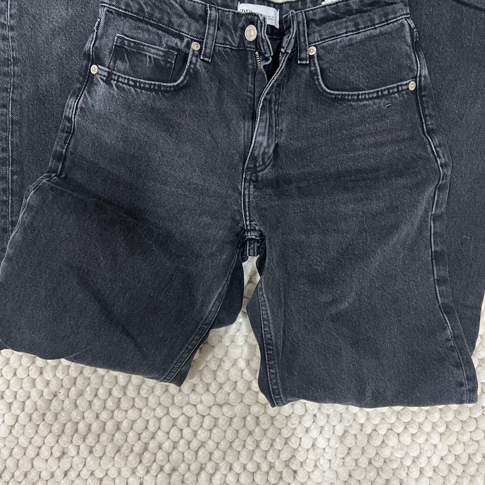 Zara womens Faded Black Relaxed Jeans